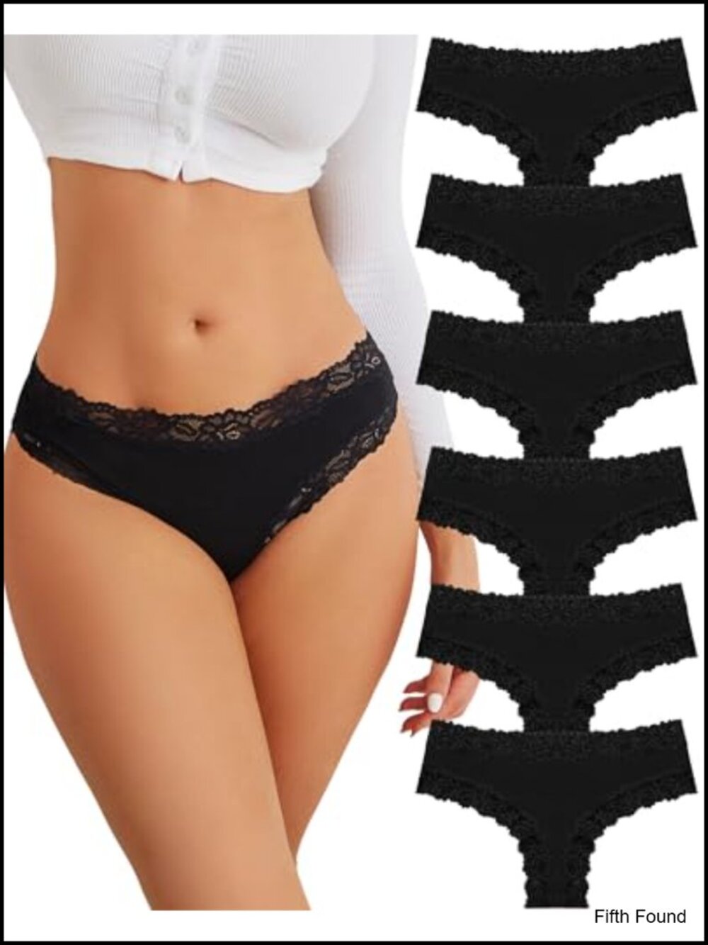 Cotton Lace Cheeky Low Rise Panties 6 Pack Women's Hipster Underwear